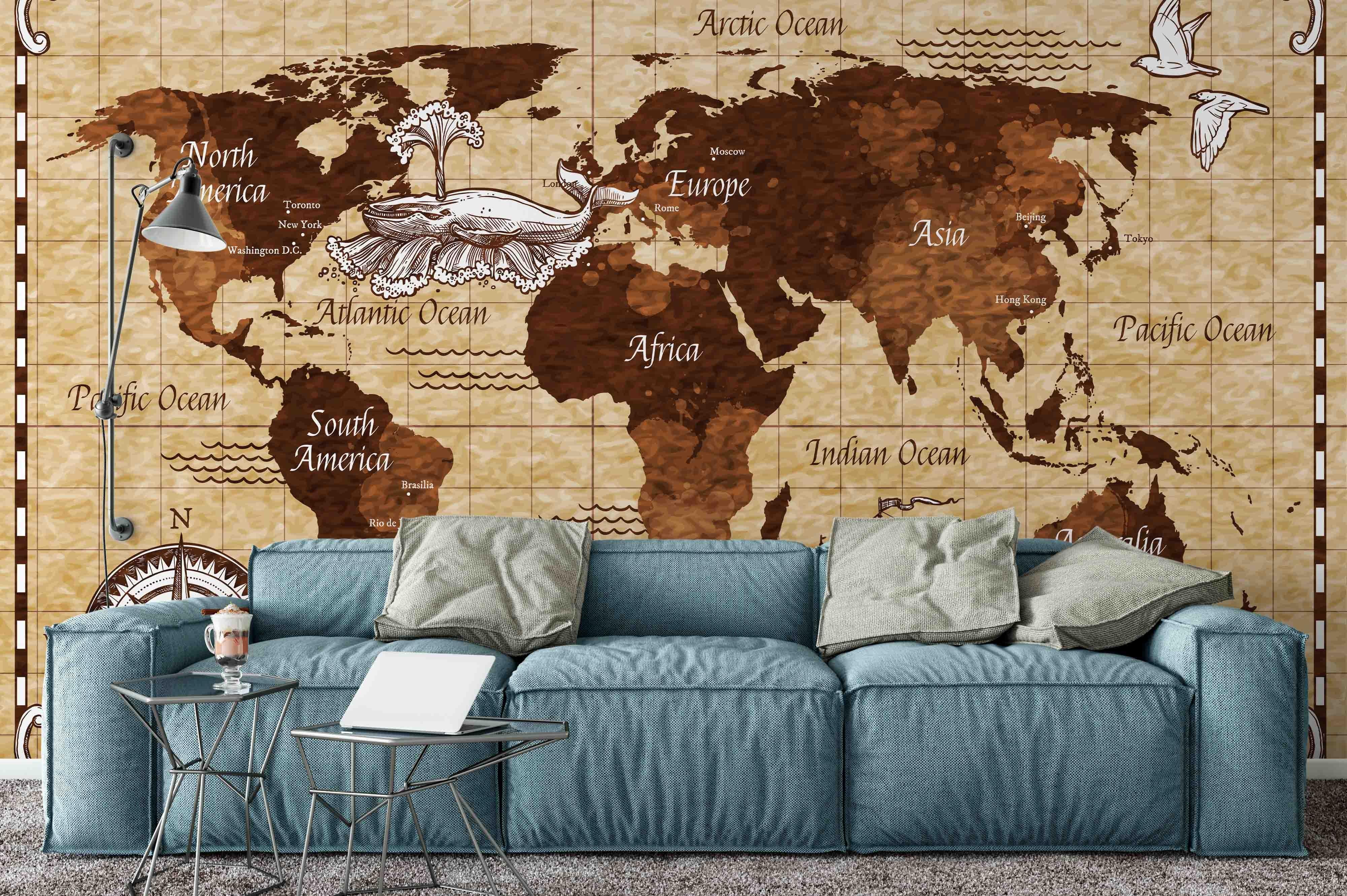 3D world map wall mural wallpaper 2- Jess Art Decoration