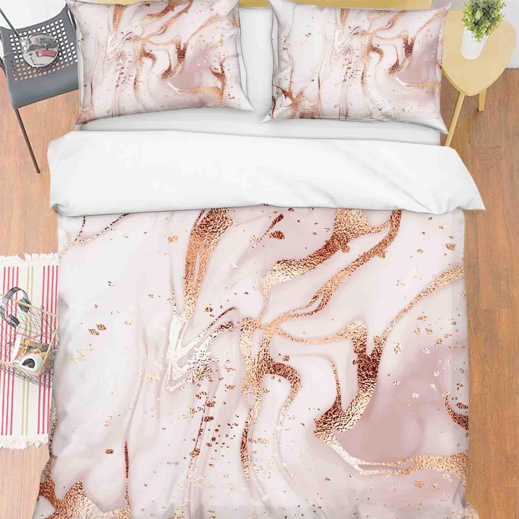 3D Pink Marble Texture Quilt Cover Set Bedding Set Duvet Cover Pillowcases 59- Jess Art Decoration