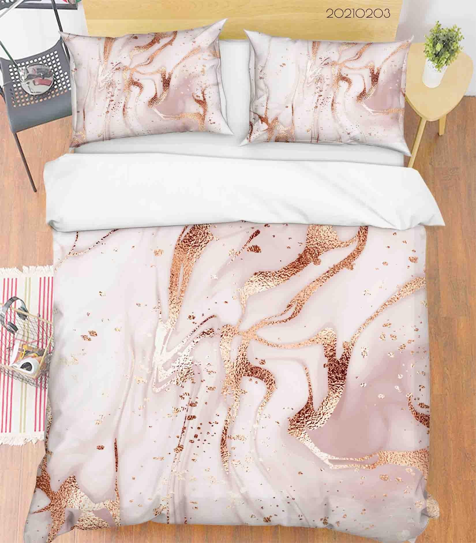 3D Pink Marble Texture Quilt Cover Set Bedding Set Duvet Cover Pillowcases 59- Jess Art Decoration