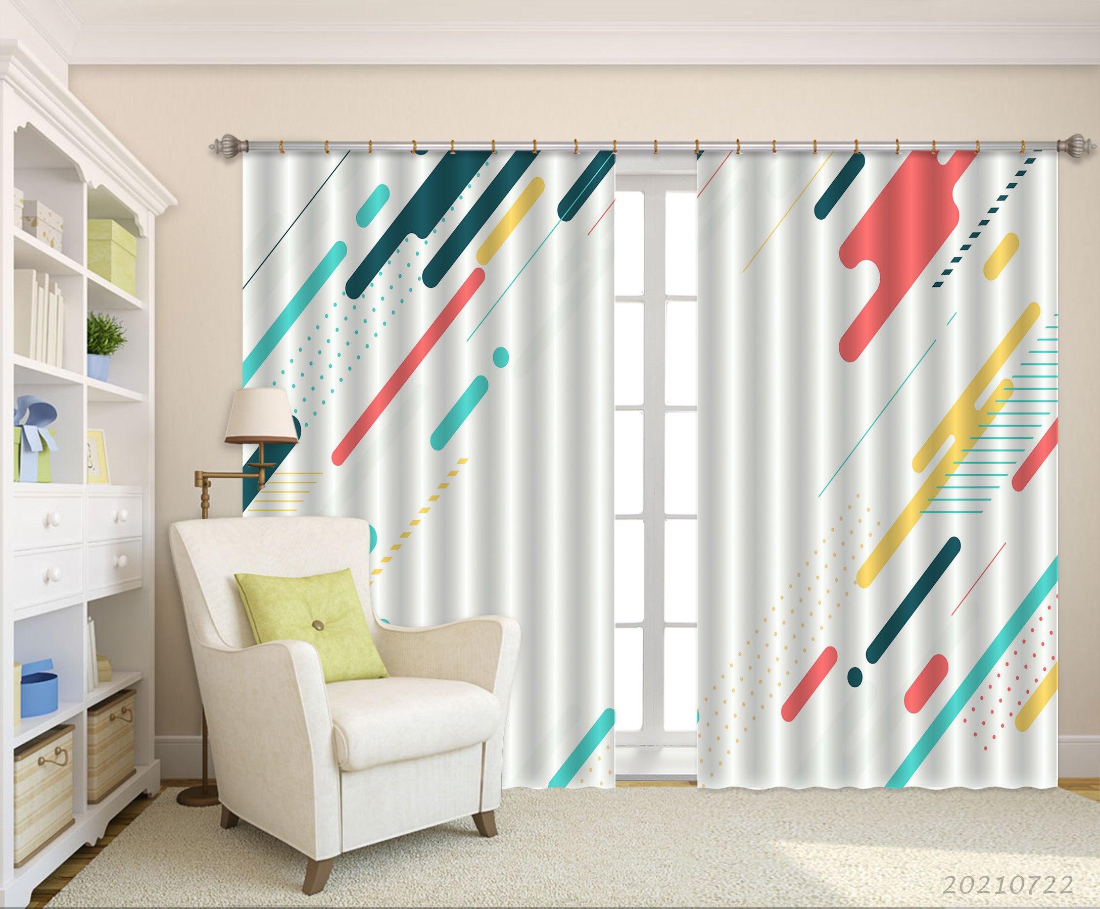3D Abstract Color Geometry Curtains and Drapes LQH 71- Jess Art Decoration