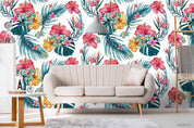 3D Giant Tropical Floral colourful tropical flower mural wall mural wallpaper for dining room - view 2