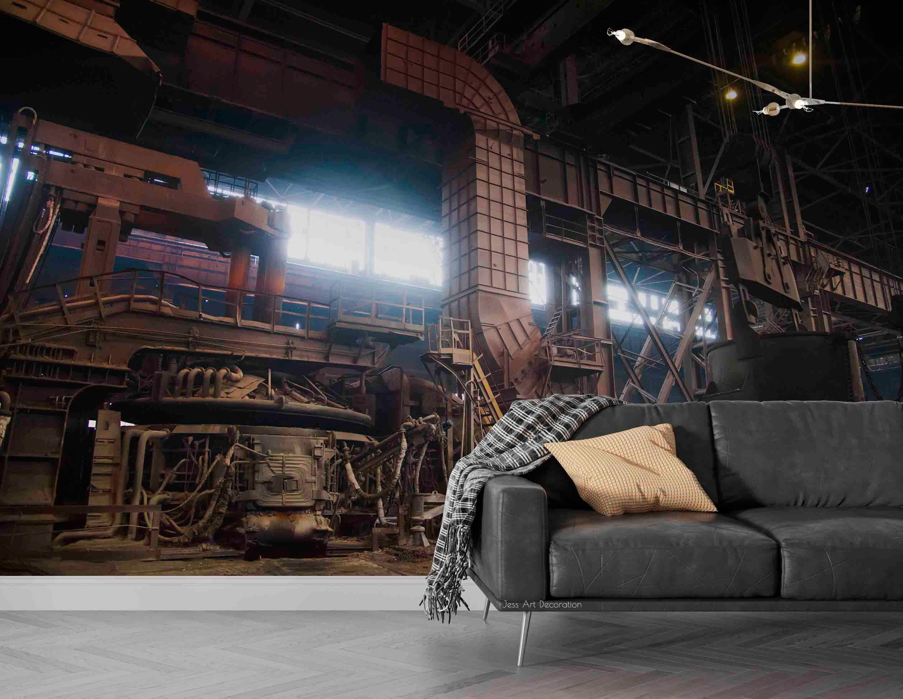 3D Factory Machinery Iron Frame Wall Mural Wallpaper GD 3041- Jess Art Decoration