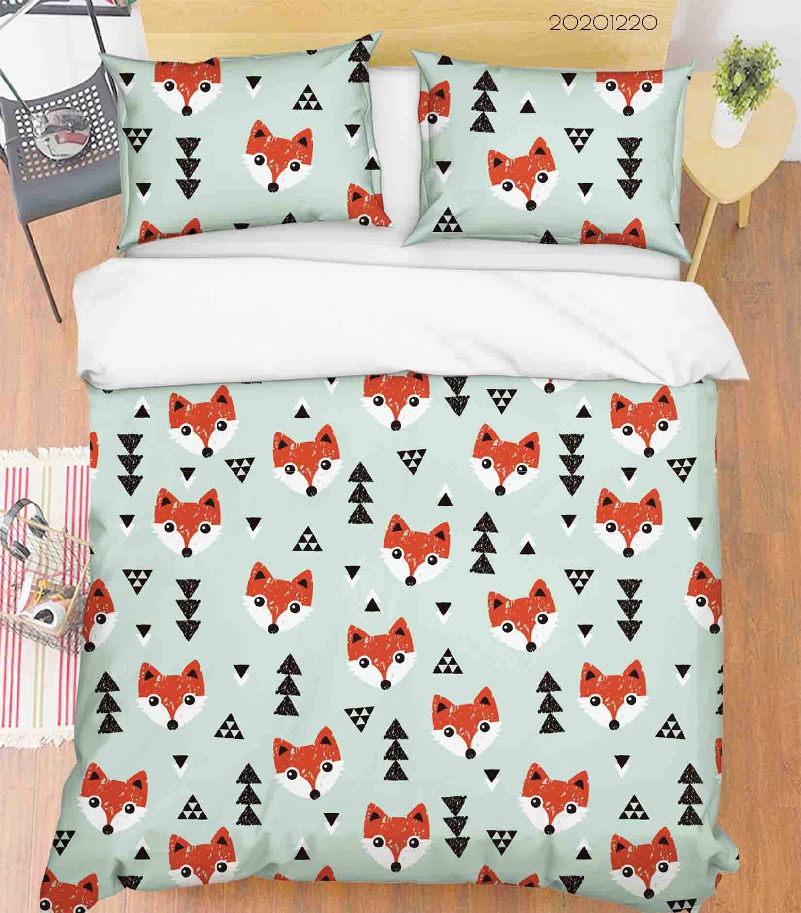 3D Hand Drawn Animal Fox Forest Quilt Cover Set Bedding Set Duvet Cover Pillowcases 41- Jess Art Decoration