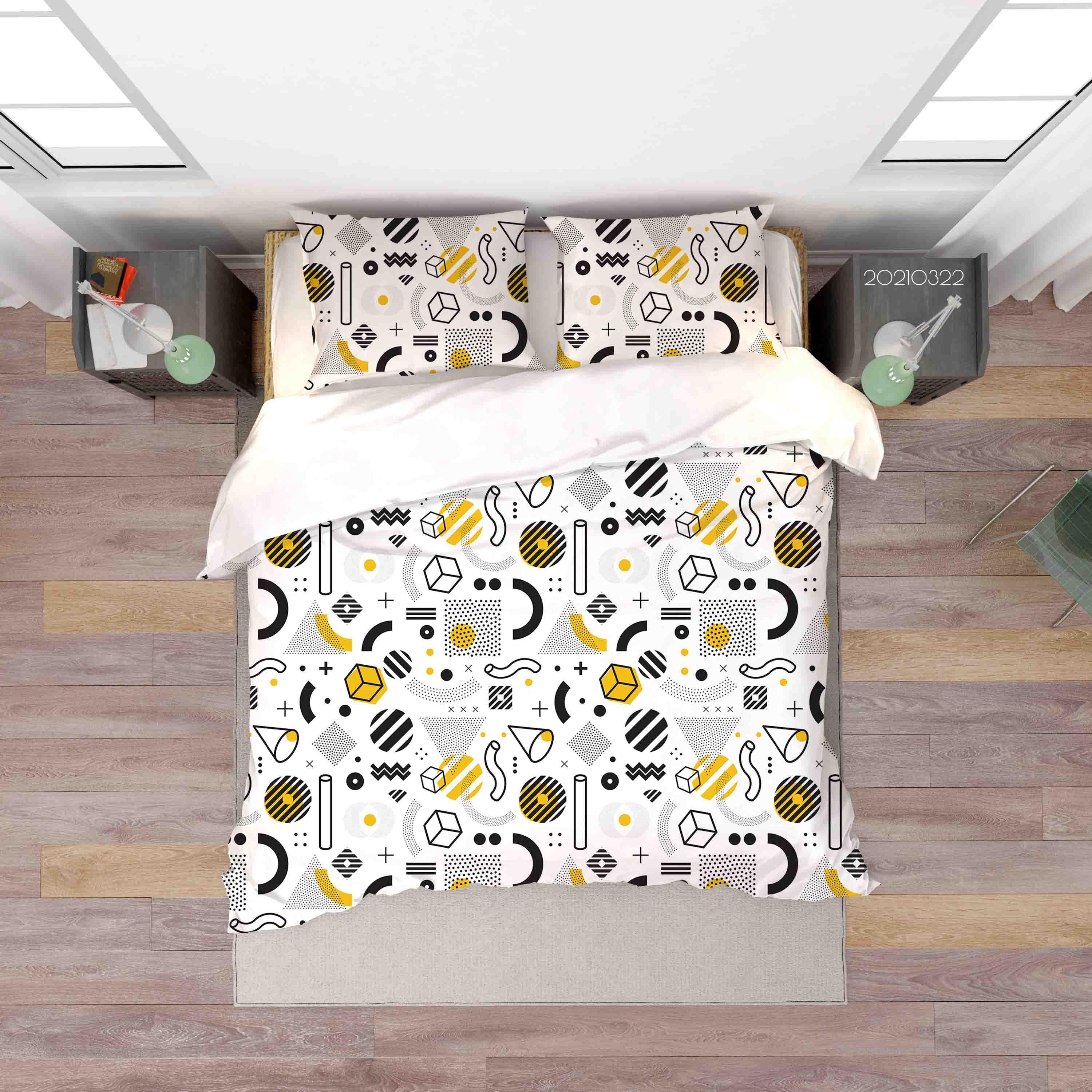 3D Abstract Geometric Pattern Quilt Cover Set Bedding Set Duvet Cover Pillowcases 136- Jess Art Decoration