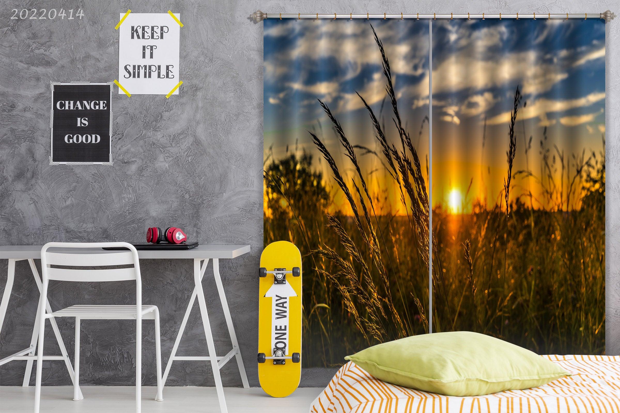 3D Landscape Nature Meadow Horizontal Cloud Sunset Curtains and Drapes GD 4129- Jess Art Decoration