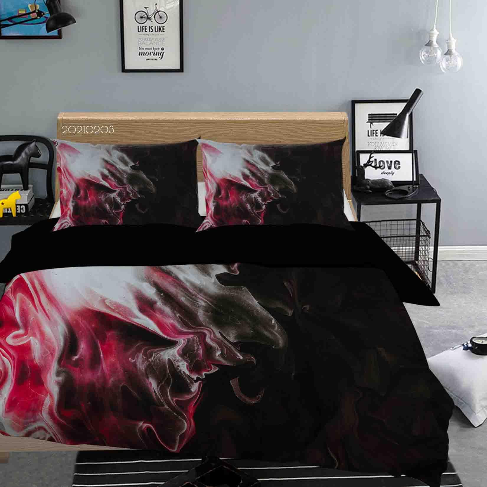 3D Abstract Black Marble Texture Quilt Cover Set Bedding Set Duvet Cover Pillowcases 82- Jess Art Decoration