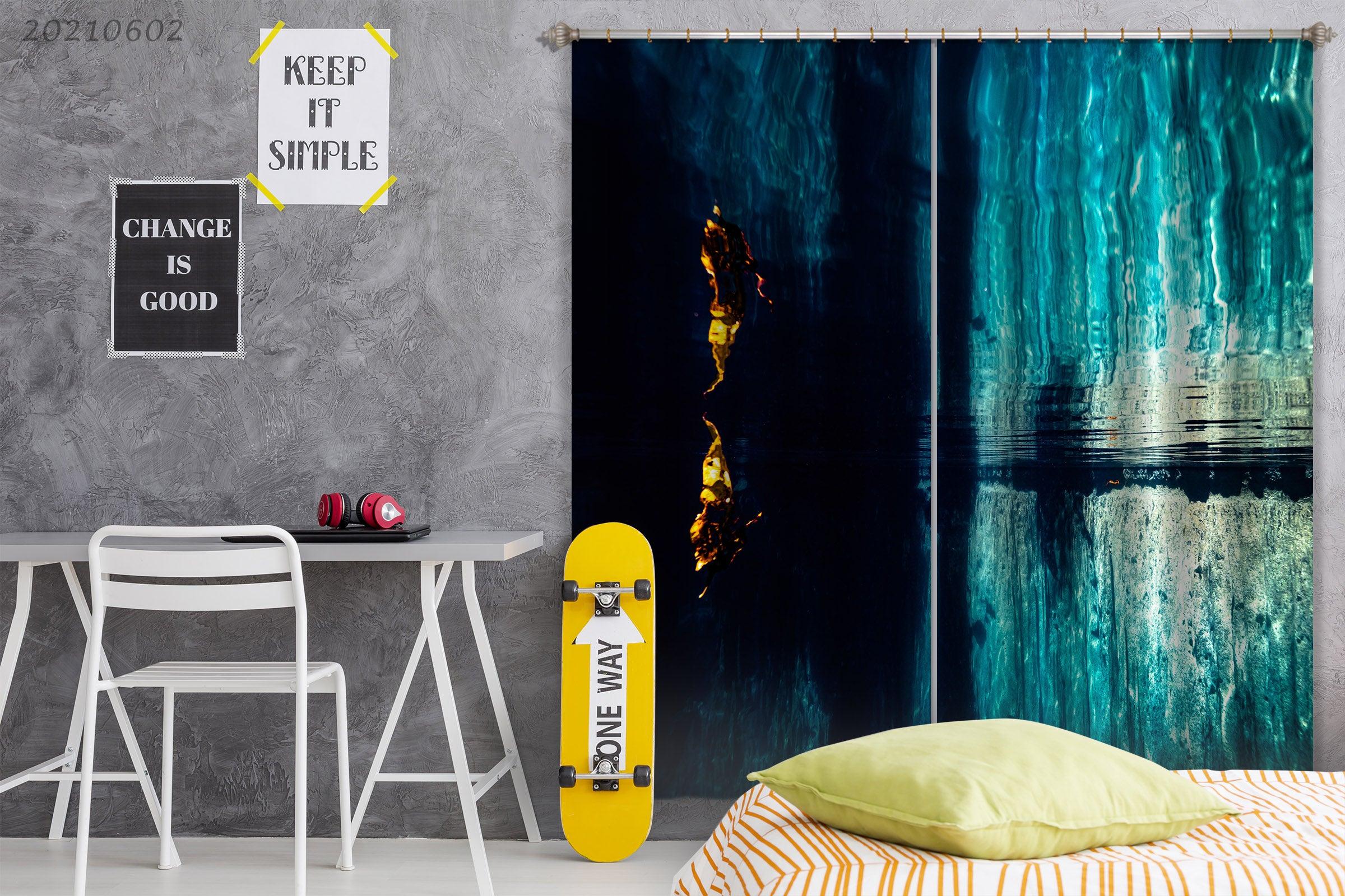 3D Abstract Blue Water Pattern Curtains and Drapes GD 652- Jess Art Decoration