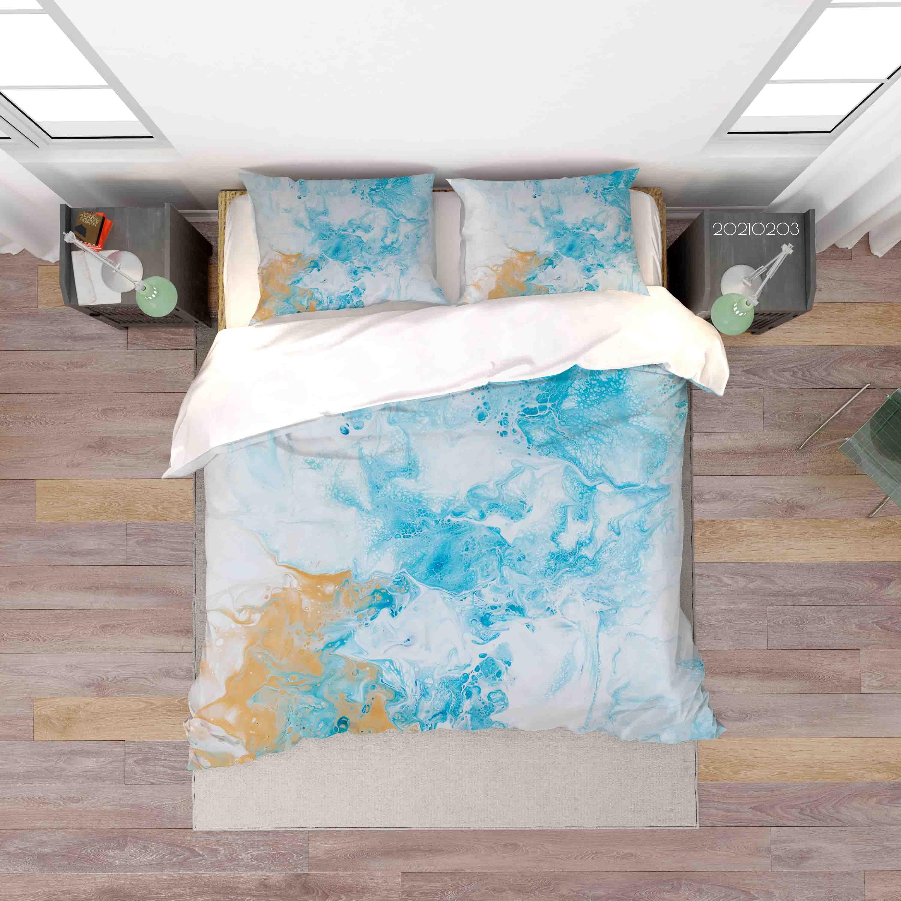 3D Abstract Blue Marble Texture Quilt Cover Set Bedding Set Duvet Cover Pillowcases 97- Jess Art Decoration