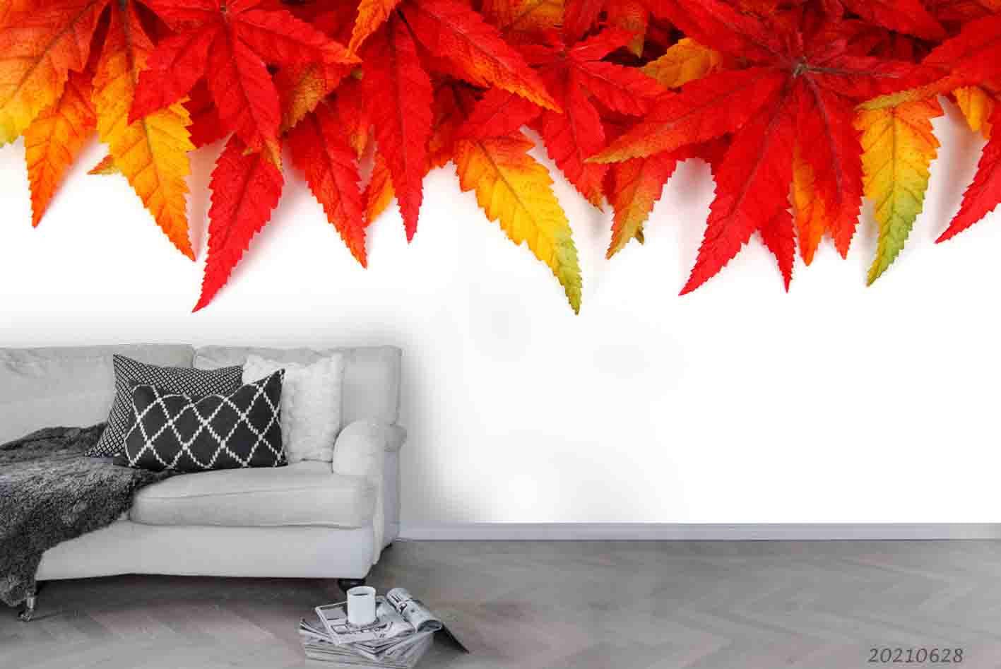 3D Red Maple Leaf Wall Mural Wallpaper LQH 7- Jess Art Decoration