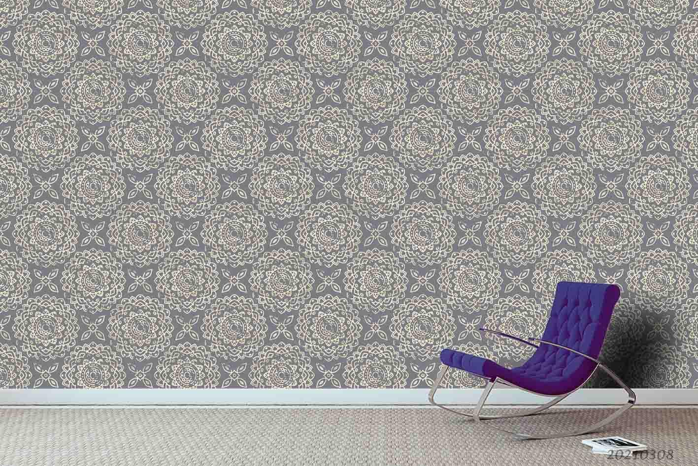 3D Hand Drawn Grey Floral Wall Mural Wallpaper LQH 85- Jess Art Decoration