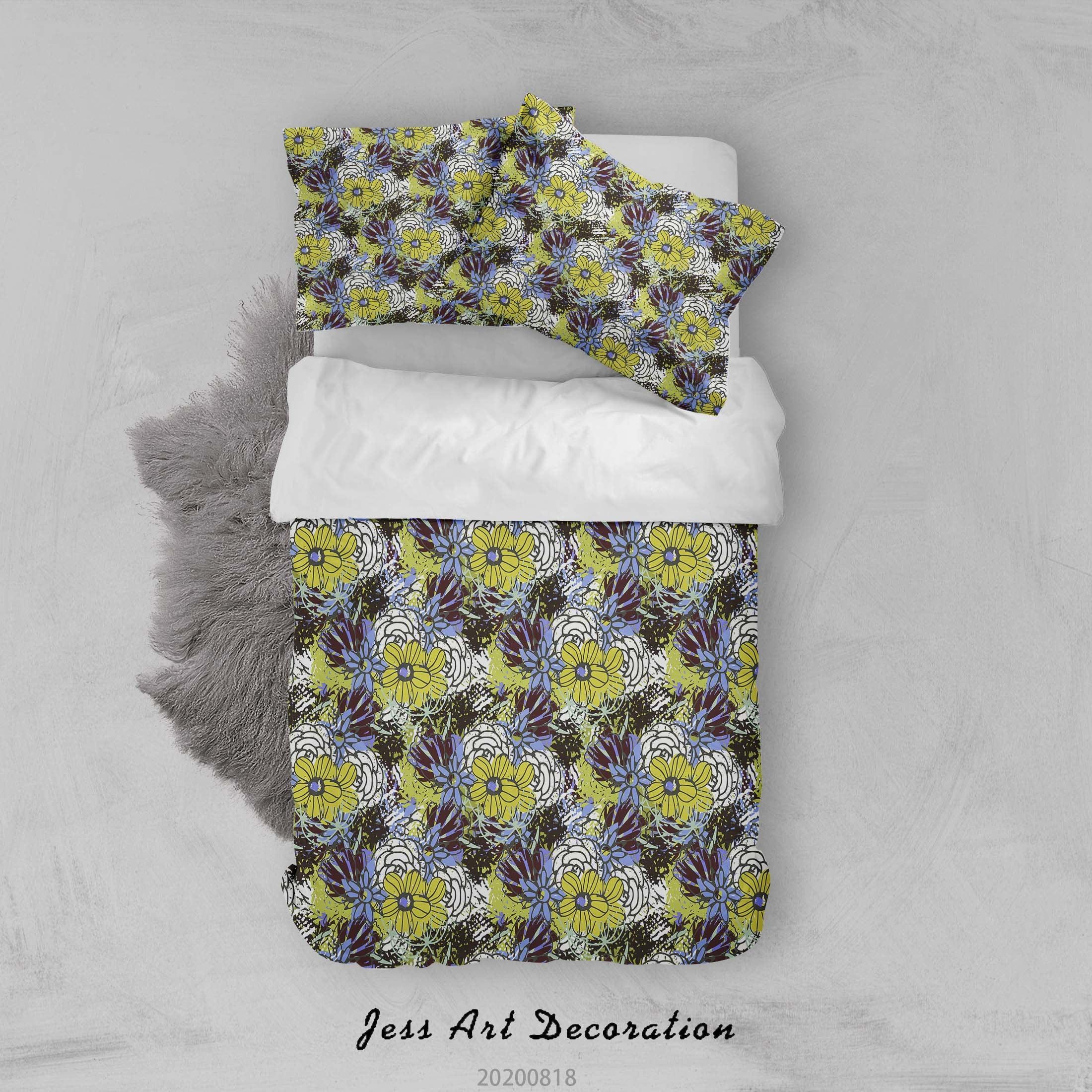3D Vintage Green Floral Painting Quilt Cover Set Bedding Set Duvet Cover Pillowcases LXL- Jess Art Decoration