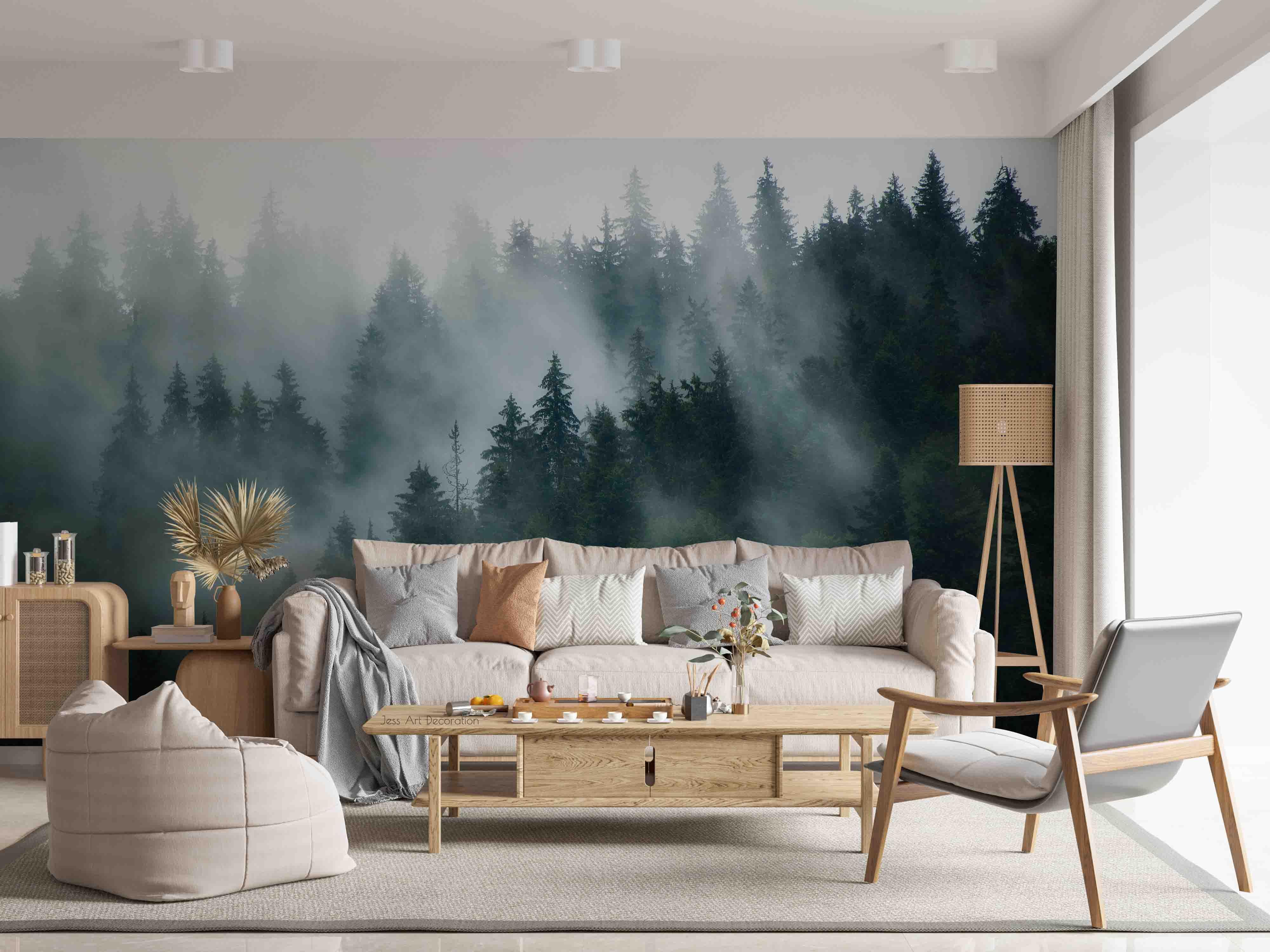 3D Black Forest Misty Wall Mural Wallpaper GD 3051- Jess Art Decoration