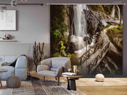 3D Mountain Stream Waterfall Rock Wooden Bridge Landscape Curtains and Drapes LLL 562- Jess Art Decoration