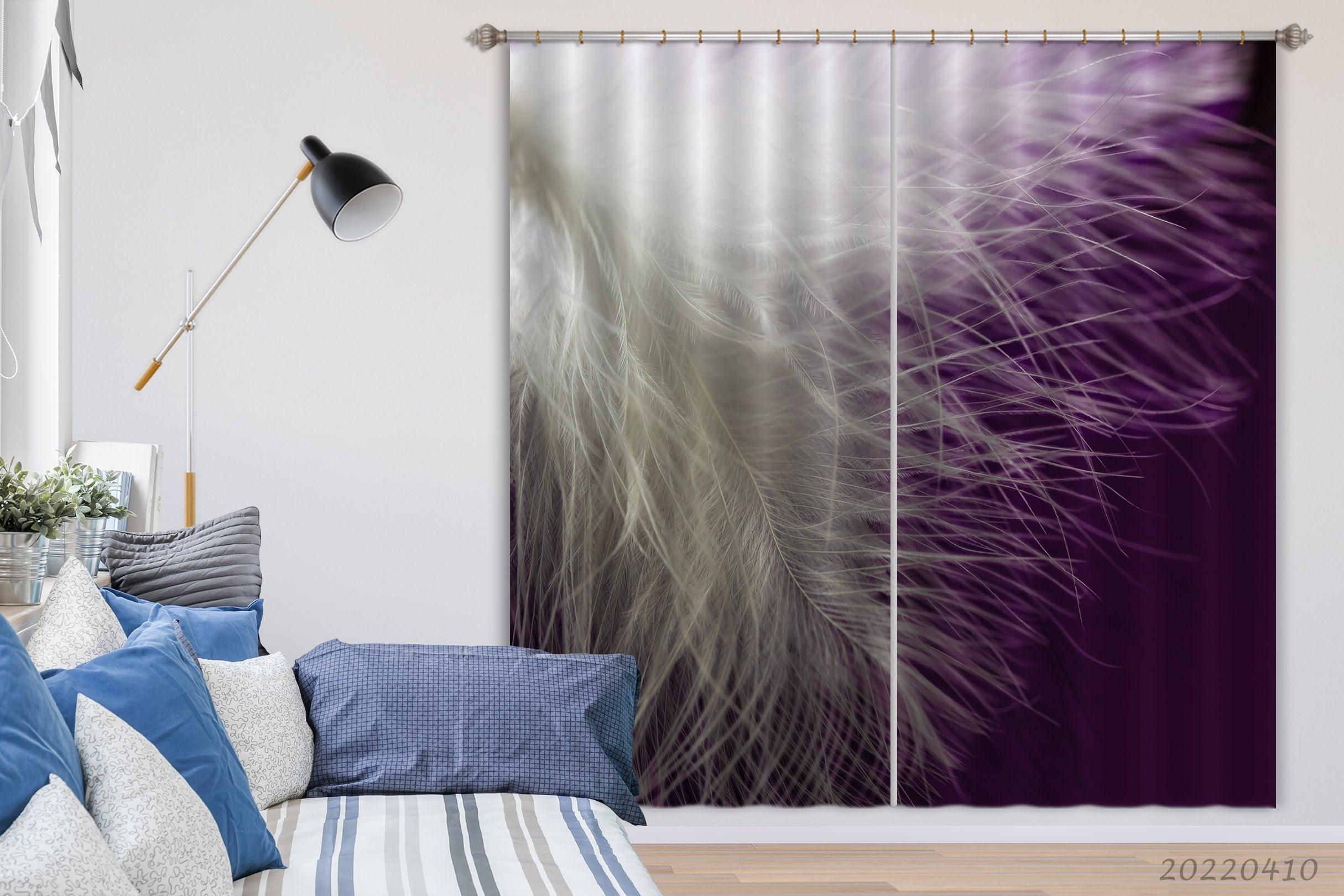 3D Abstract Animal Feather Soft Curtains and Drapes GD 3968- Jess Art Decoration