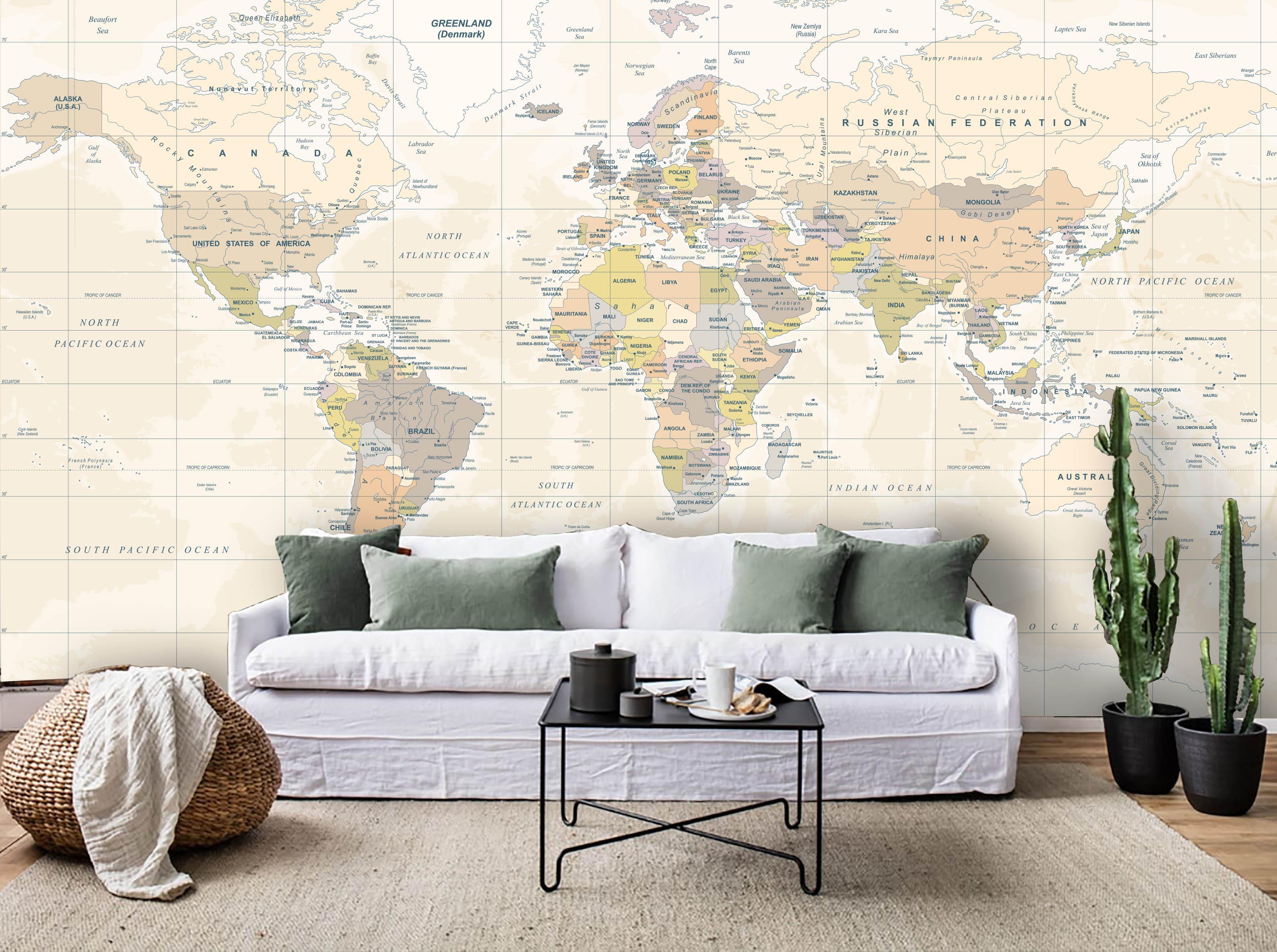 3D World Map Wall Wall Mural Wallpaper LQH 45- Jess Art Decoration