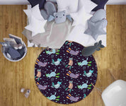 3D Cartoon Ocean Fish Diving Cat Kids Non-Slip Round Rug Mat 85- Jess Art Decoration