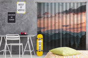 3D Black Mountain Peak Woods Red Sky Cloud Curtains and Drapes GD 254- Jess Art Decoration