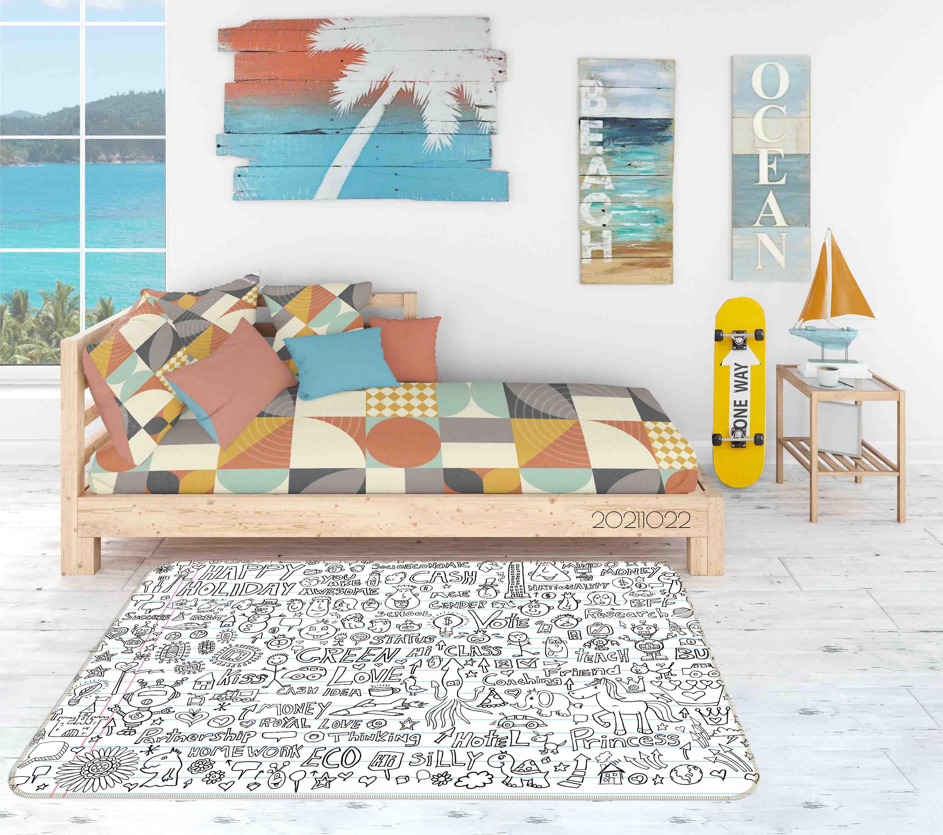 3D Kids Funny Illustration Doodle Non-Slip Rug Mat 69- Jess Art Decoration