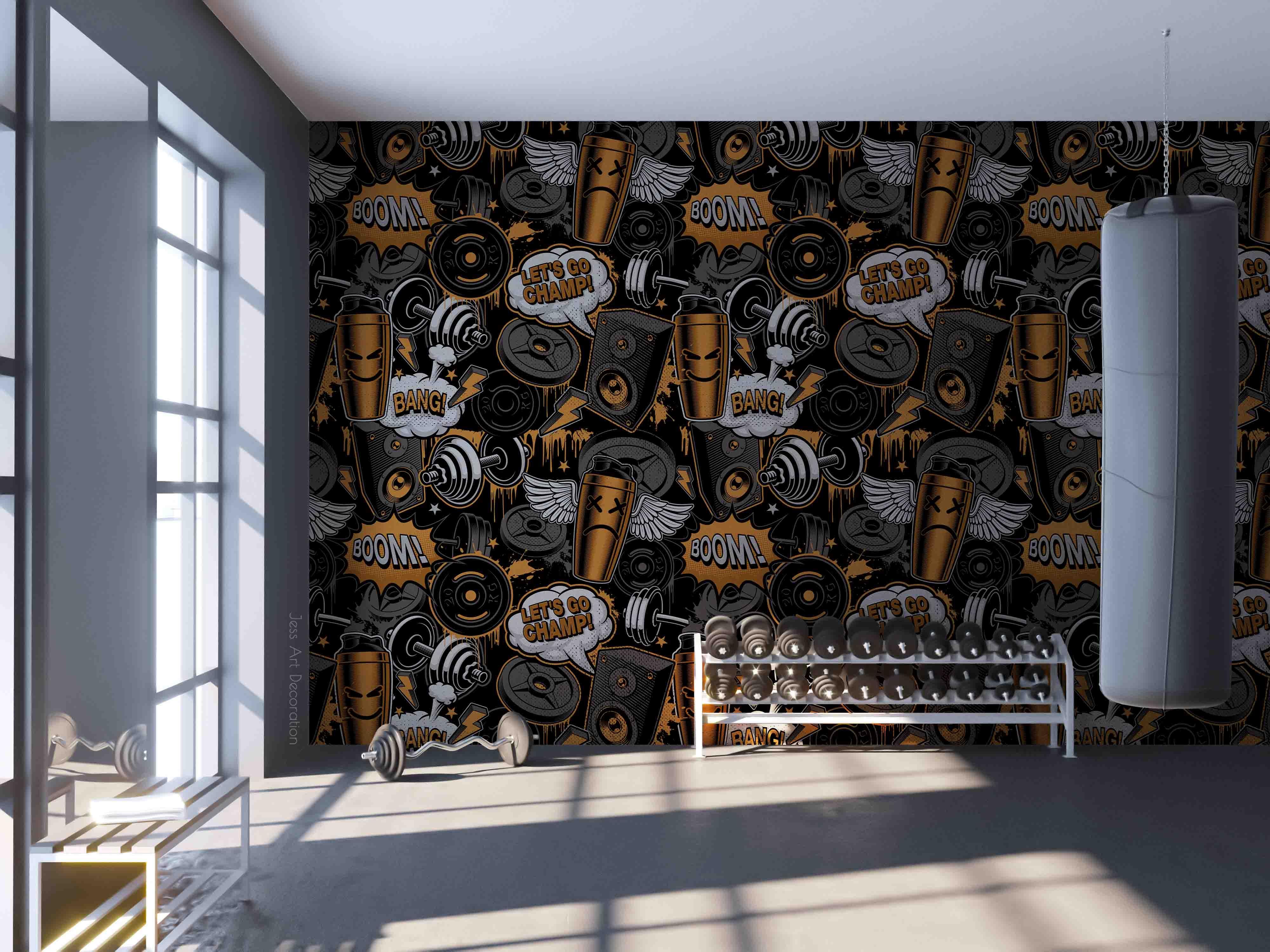 3D Dumbbell Speaker Cup Wall Mural Wallpaper GD 3001- Jess Art Decoration