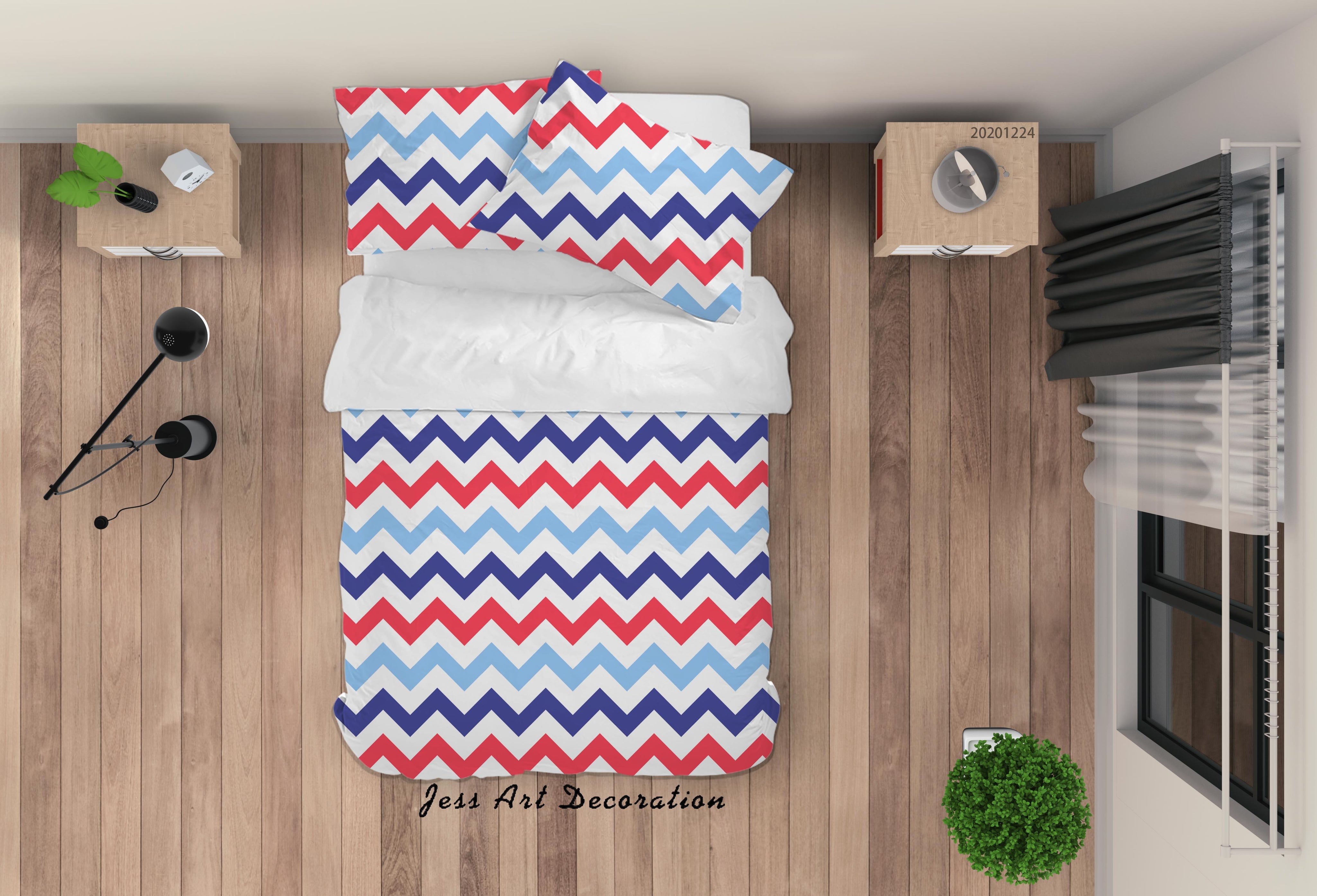 3D Abstract Colorful Geometric Zigzag Quilt Cover Set Bedding Set Duvet Cover Pillowcases 101 LQH- Jess Art Decoration