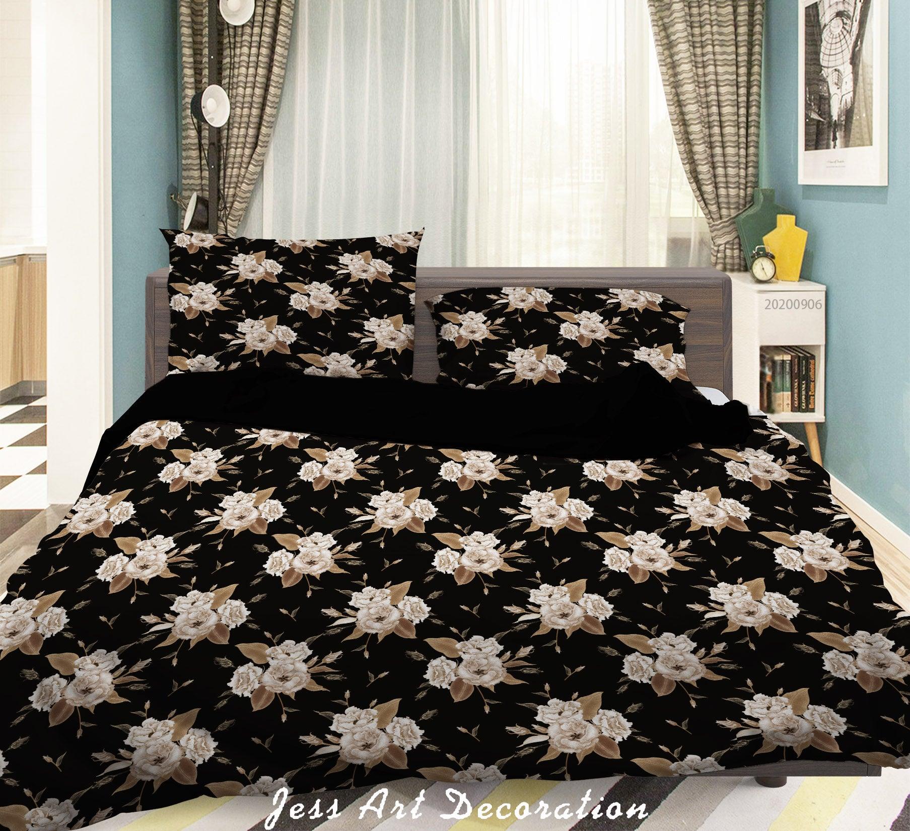 3D Vintage Leaves White Floral Pattern Quilt Cover Set Bedding Set Duvet Cover Pillowcases WJ 3643- Jess Art Decoration