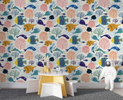 3D Cartoon Ocean Fish Coral Pattern Wall Mural Wallpaper GD 1199- Jess Art Decoration