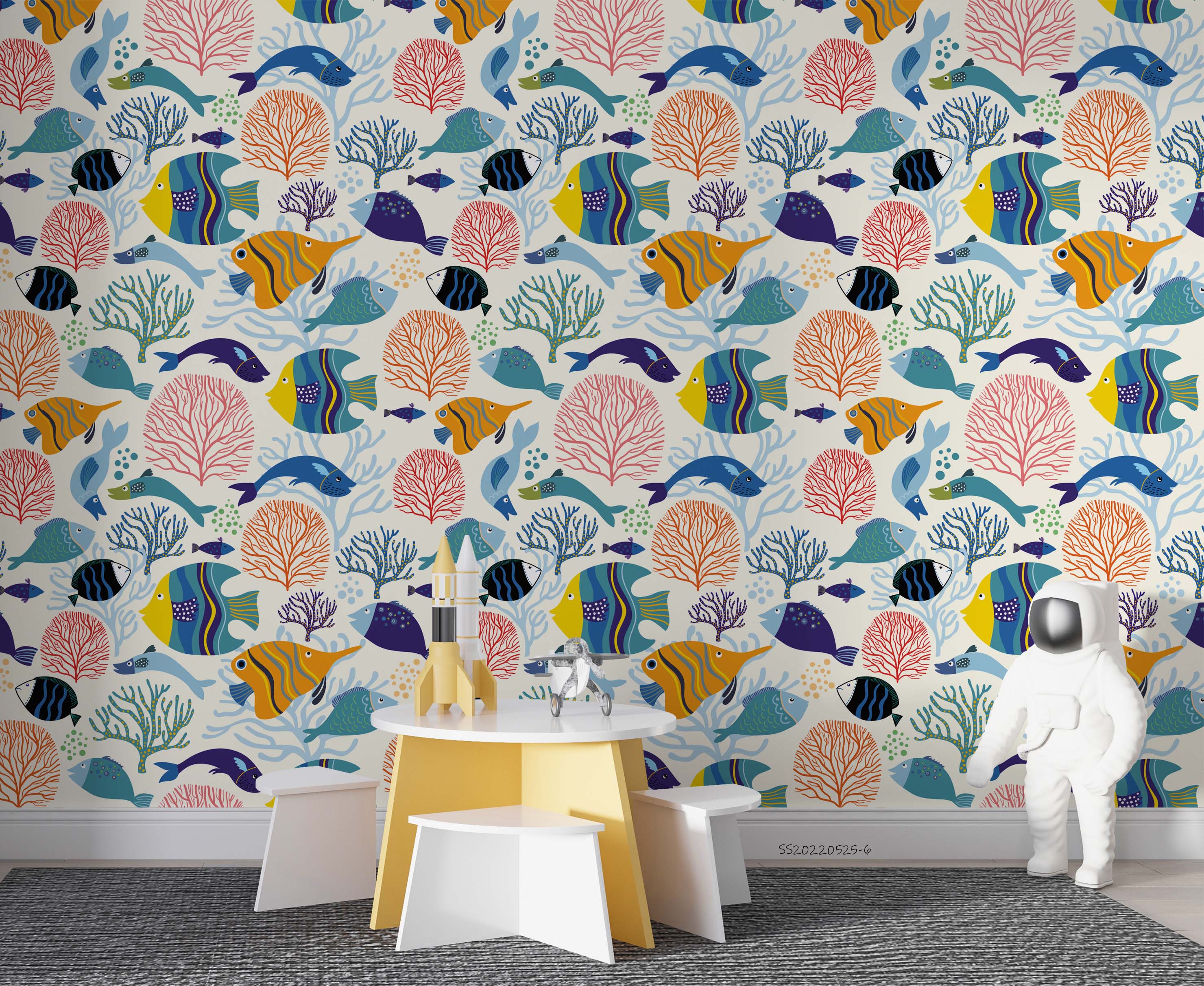 3D Cartoon Ocean Fish Coral Pattern Wall Mural Wallpaper GD 1199- Jess Art Decoration