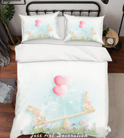 3D Rabbit Seesaw Quilt Cover Set Bedding Set Duvet Cover Pillowcases SF66- Jess Art Decoration