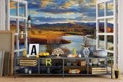 3D Window Mountains River Wall Mural Wallpaper 203- Jess Art Decoration