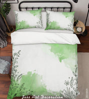 3D Watercolor Green Floral Leaves Quilt Cover Set Bedding Set Duvet Cover Pillowcases 208- Jess Art Decoration