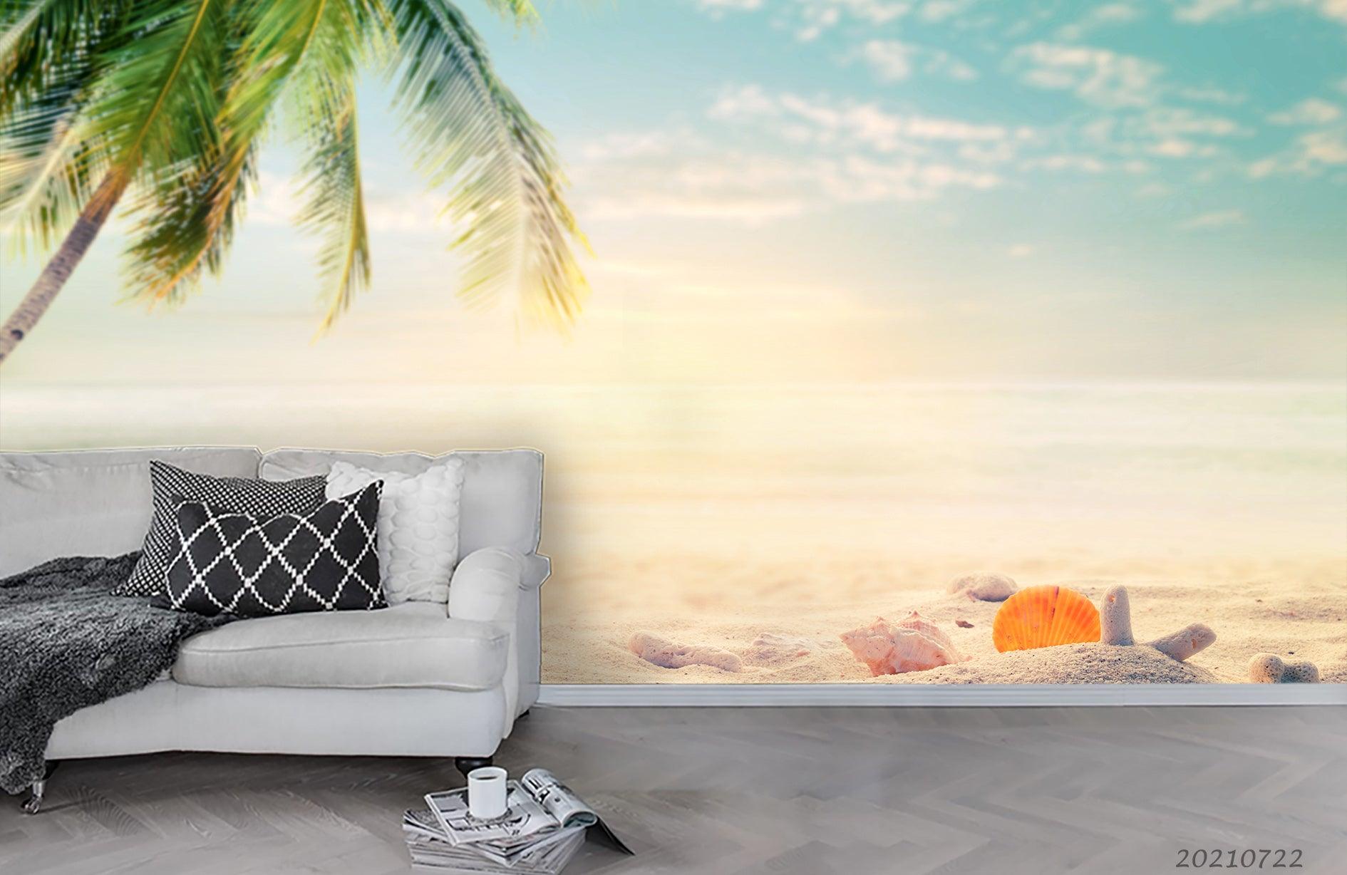 3D Sky Beach Palm Landscape Wall Mural Wallpaper LQH 199- Jess Art Decoration