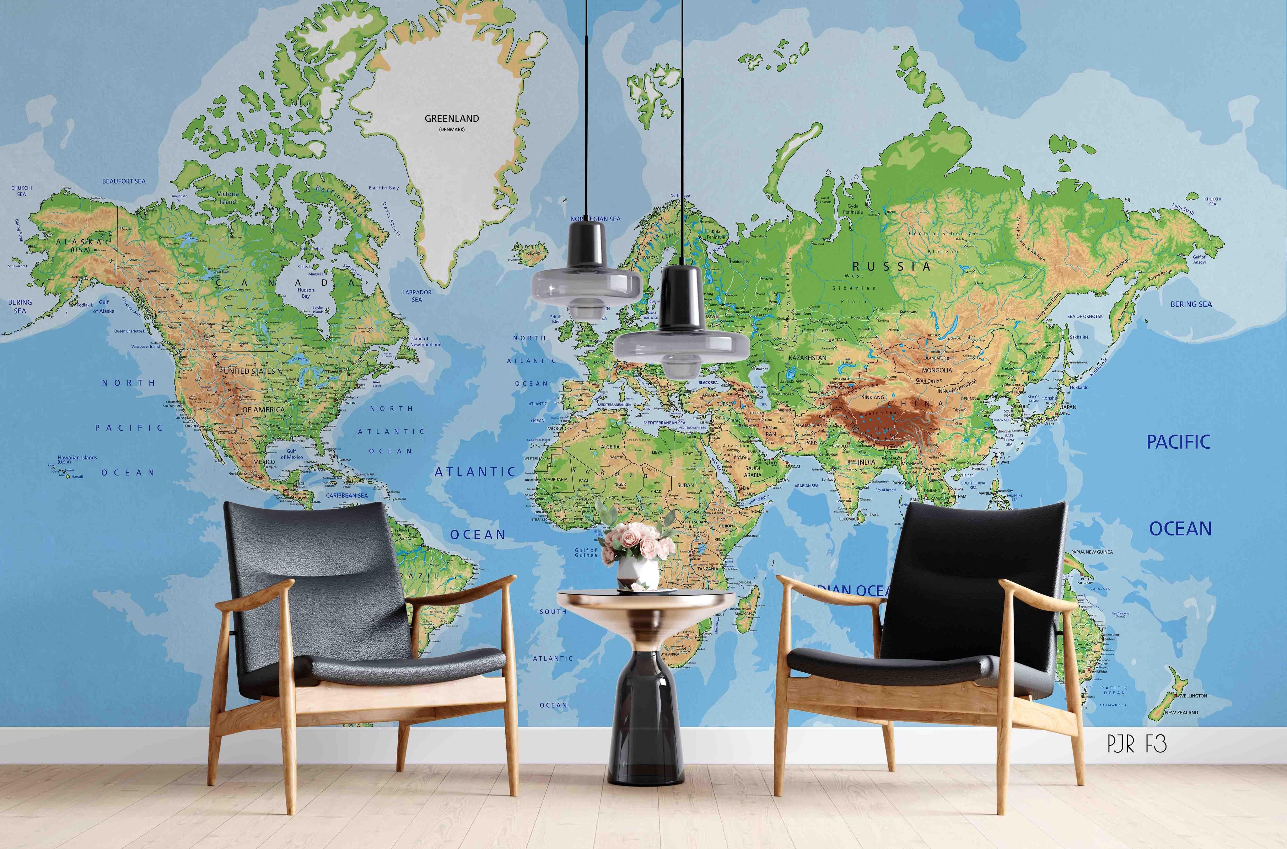 3D Colorful World Map Wall Mural Wallpaper LXL 776- Jess Art Decoration