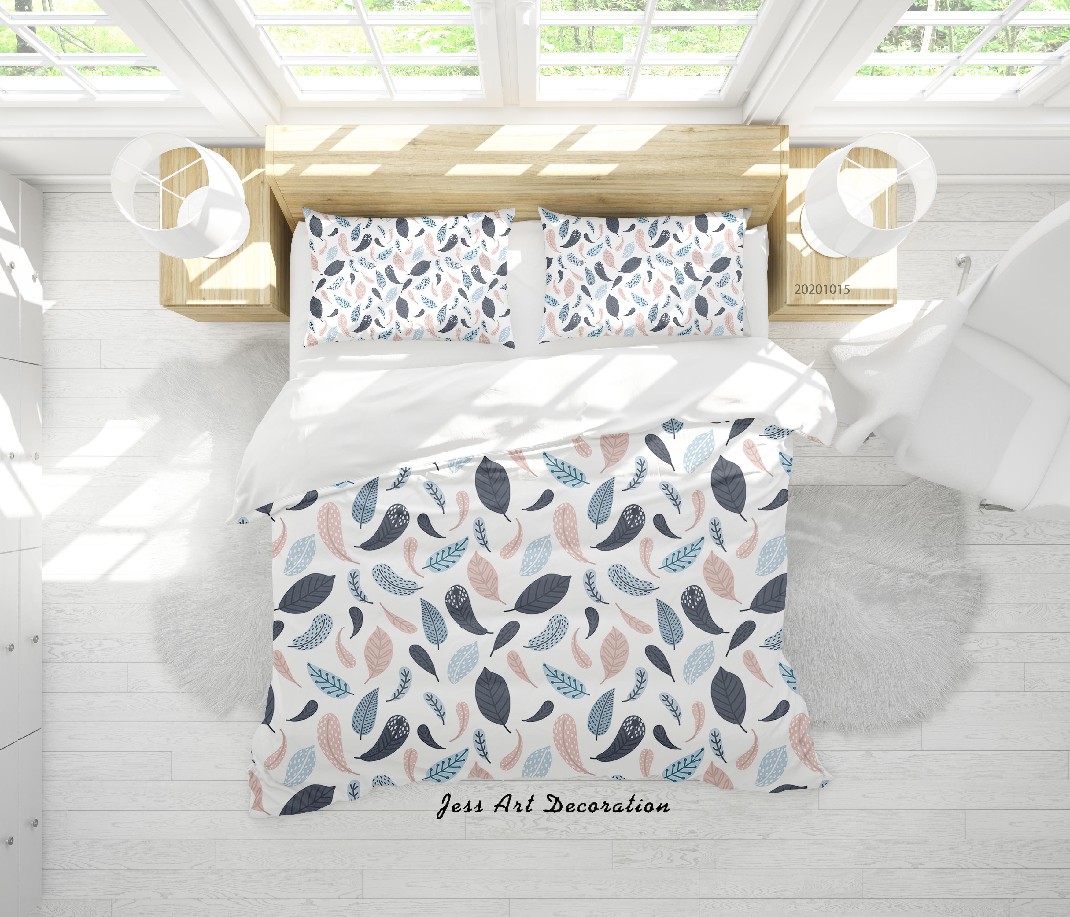 3D Cartoon Leaves Pattern Quilt Cover Set Bedding Set Duvet Cover Pillowcases WJ 9599- Jess Art Decoration