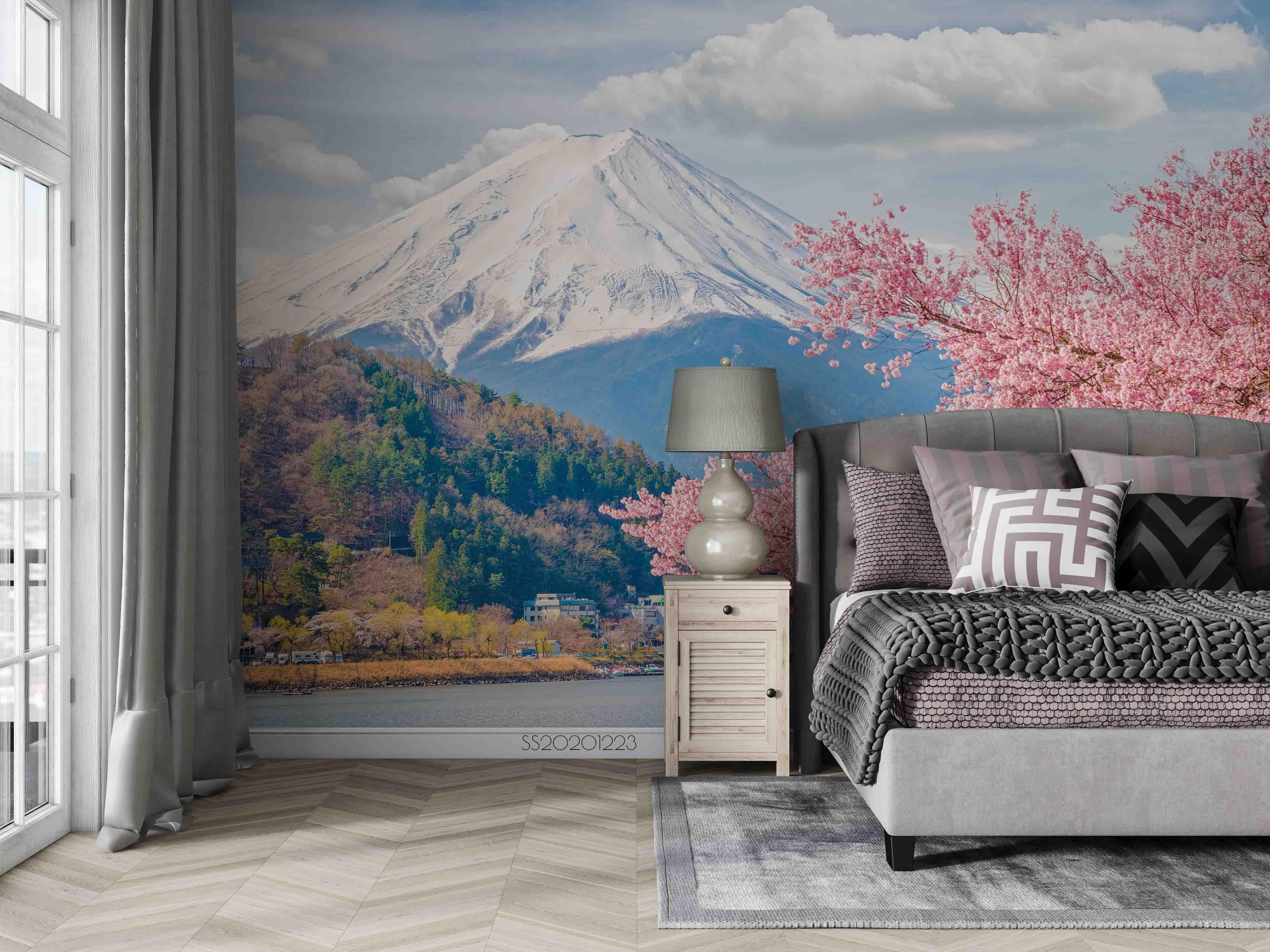 3D Japan Mount Fuji Sakura Wall Mural Wallpaper LQH 144- Jess Art Decoration