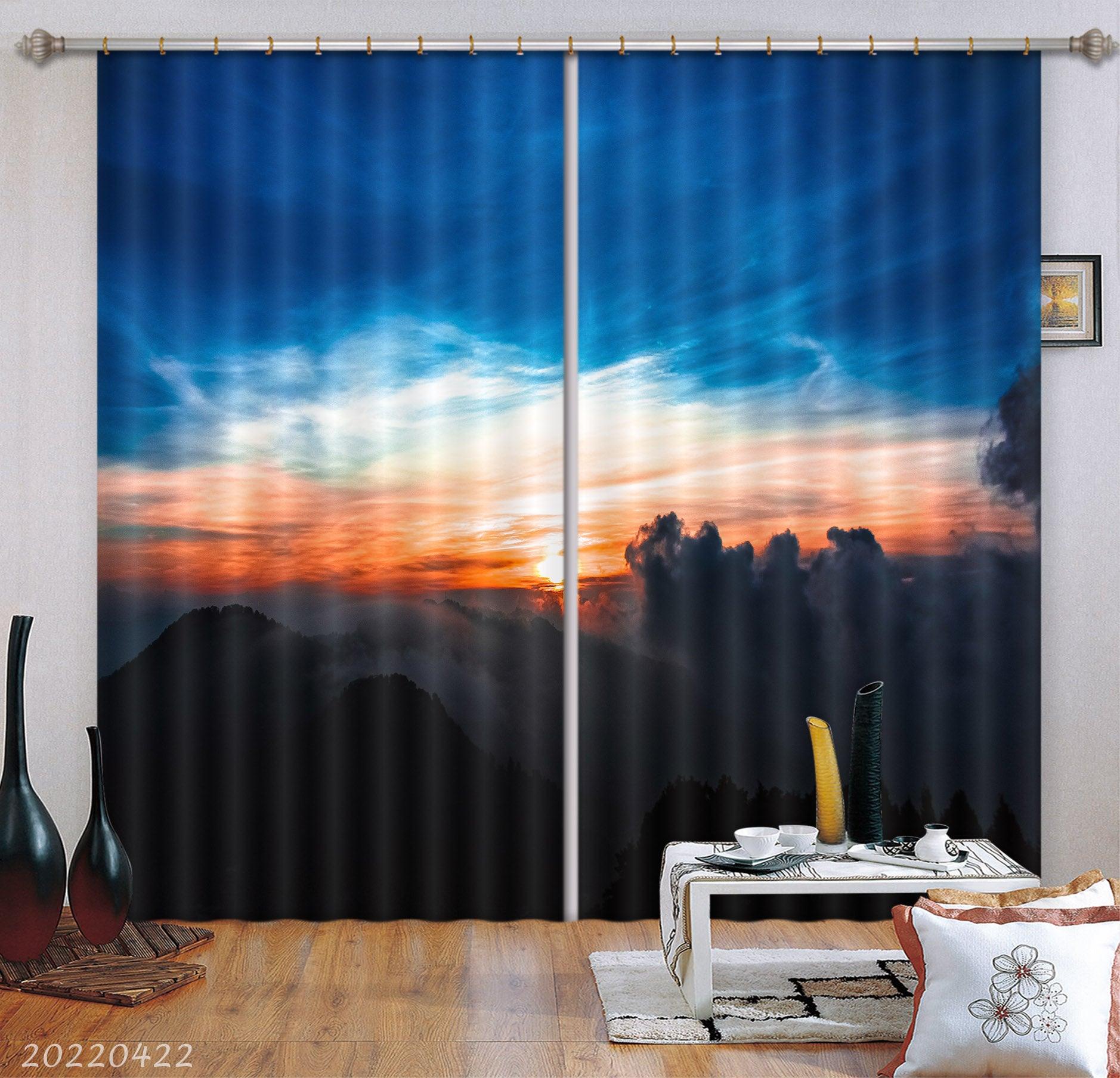 3D Landscape Mountain Forest Cloud Fog Sunset Curtains and Drapes GD 4192- Jess Art Decoration