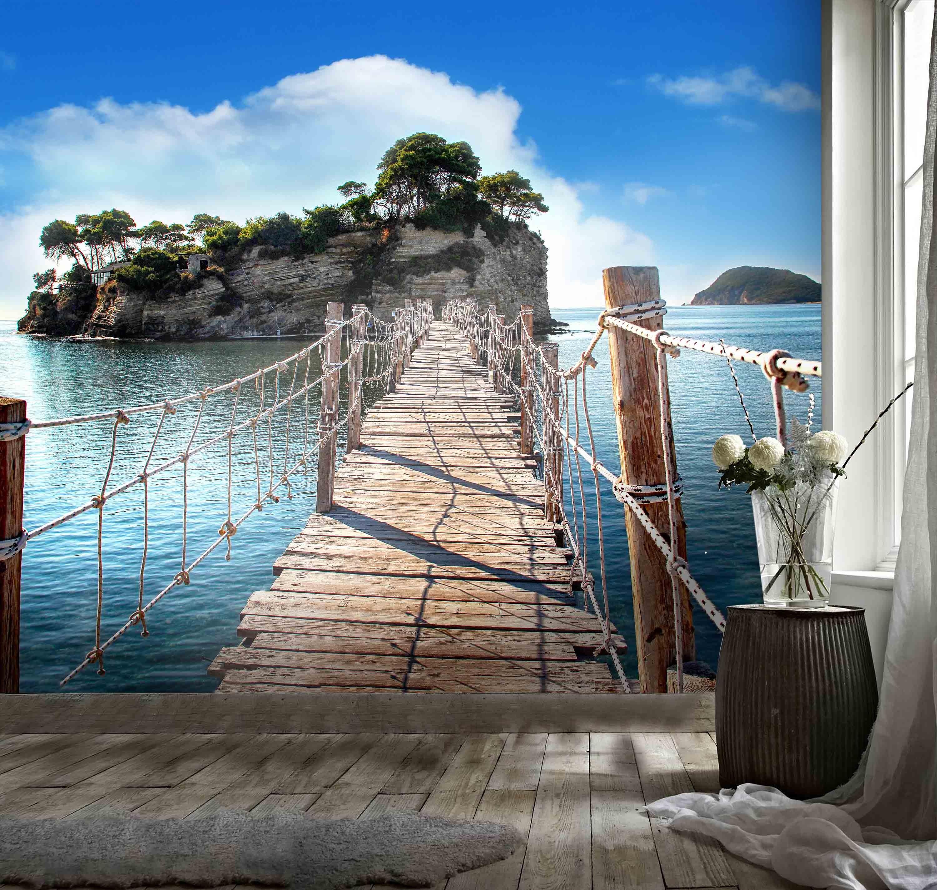 3D Island Wooden Trestle Sea Wall Mural Wallpaper 86- Jess Art Decoration
