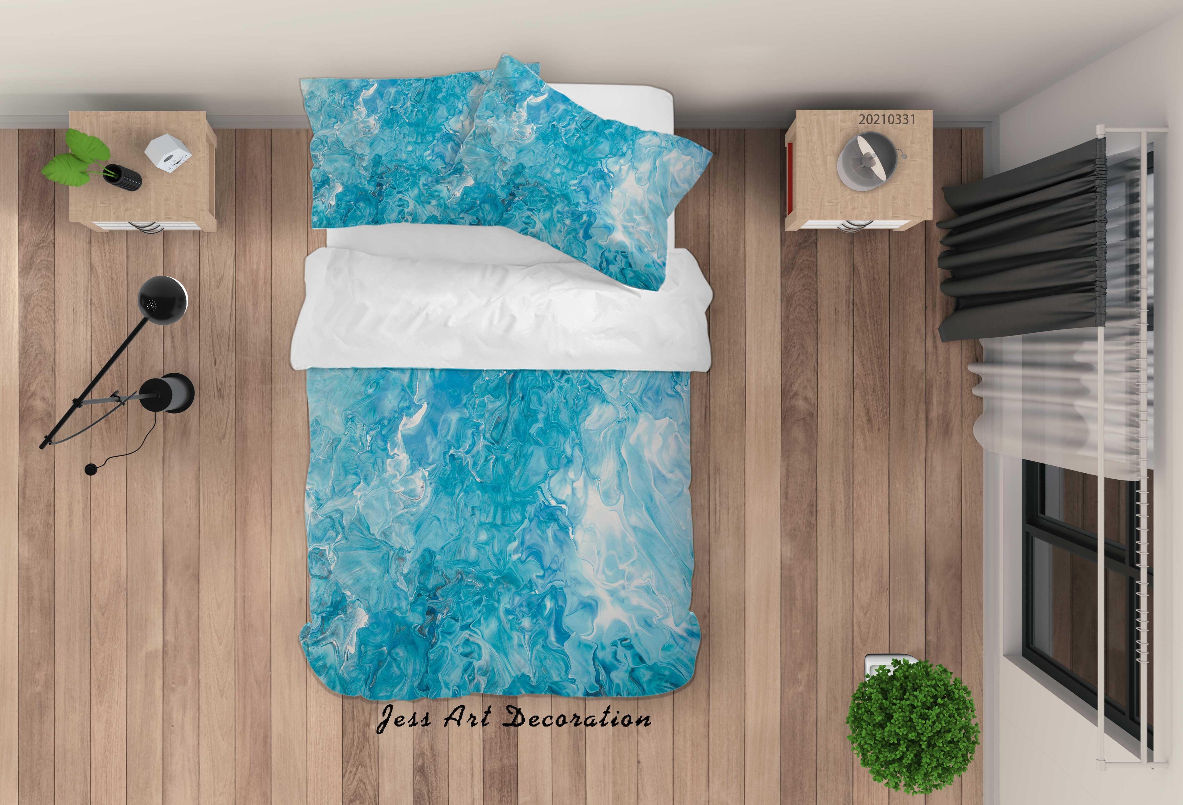 3D Abstract Blue Marble Texture Quilt Cover Set Bedding Set Duvet Cover Pillowcases 272- Jess Art Decoration