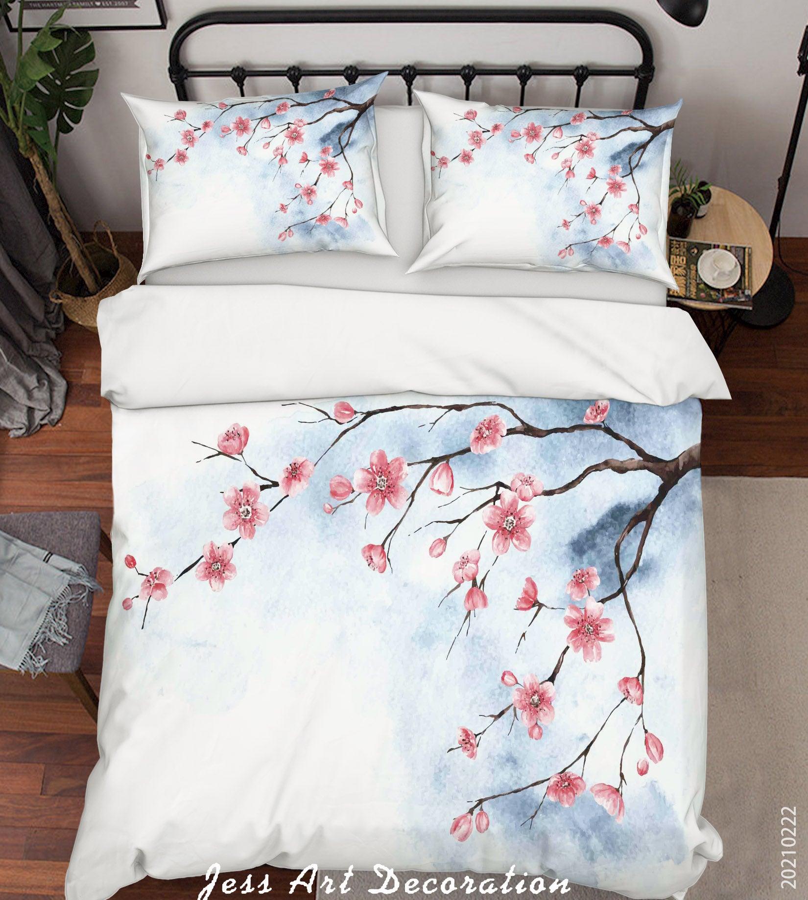 3D Hand Drawn Peach Blossom Quilt Cover Set Bedding Set Duvet Cover Pillowcases 161- Jess Art Decoration