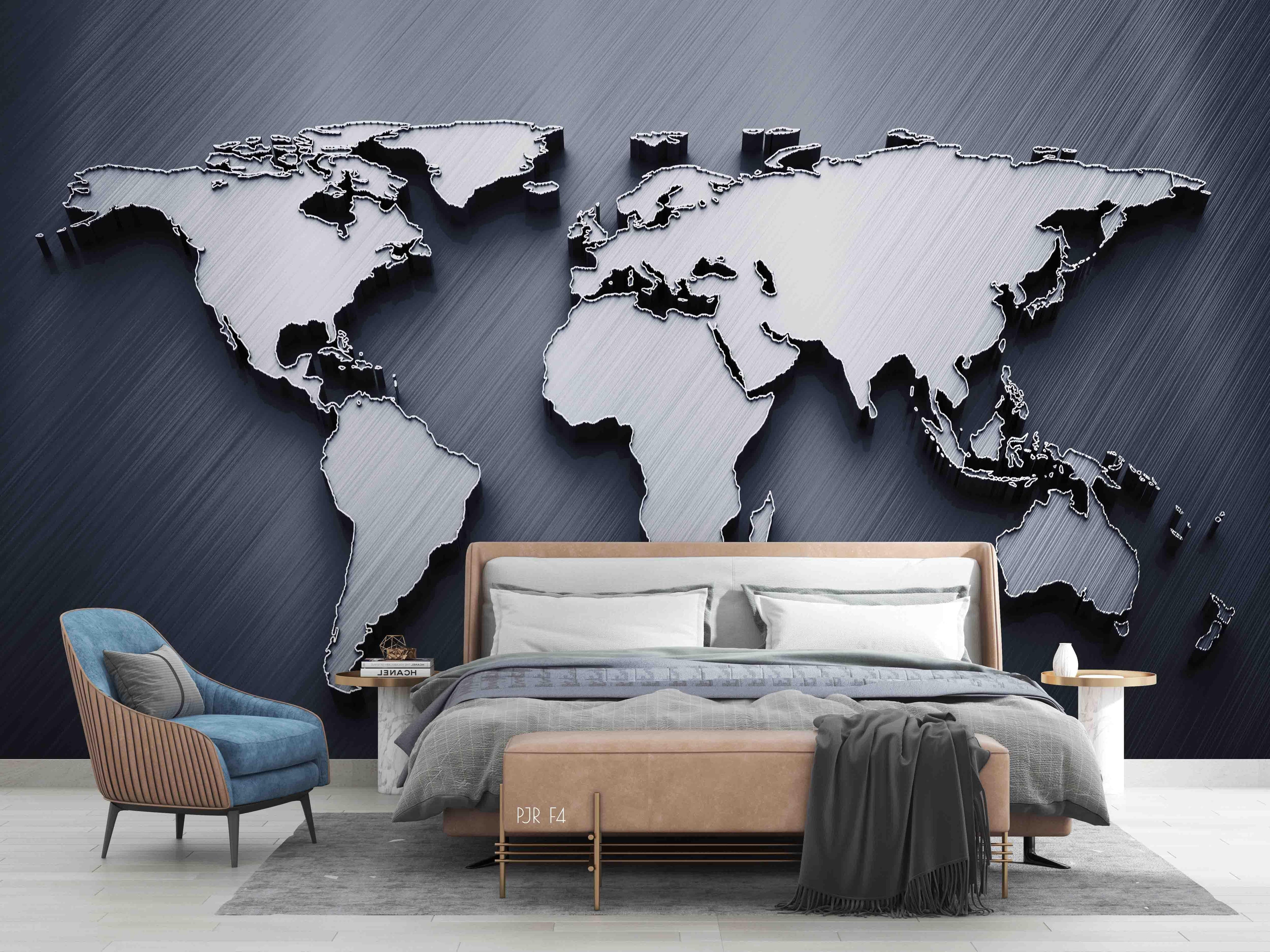 3D World Map Wall Mural Wallpaper WJ 5187- Jess Art Decoration
