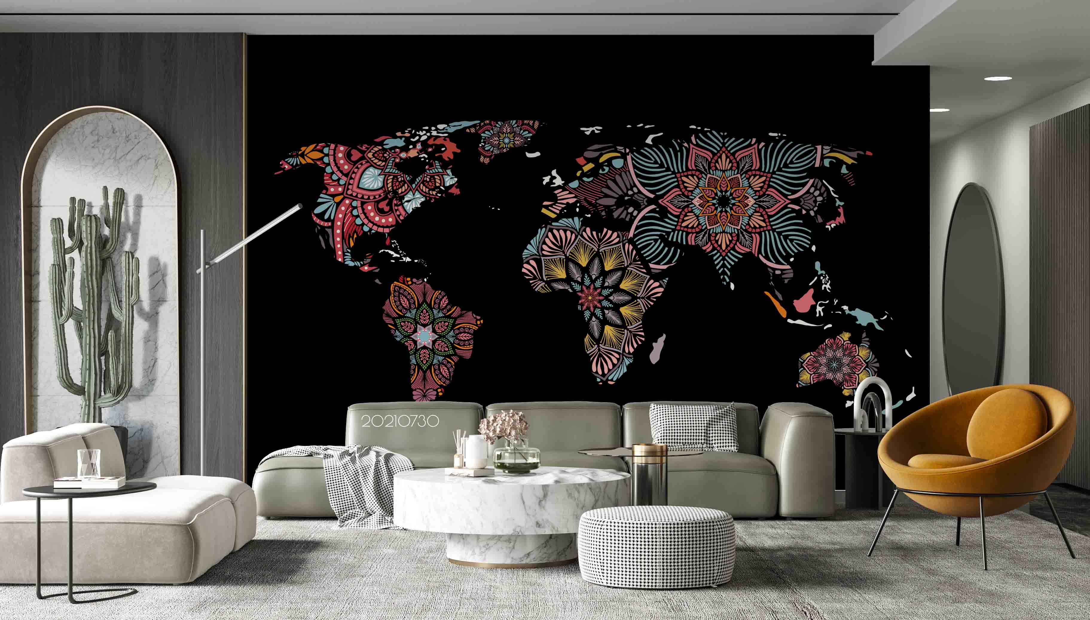 3D Abstract Art Map World Wall Mural Wallpaper SWW4481- Jess Art Decoration