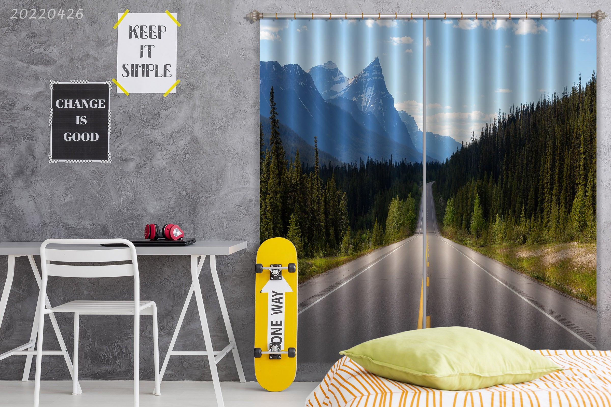 3D Landscape Mountain Highway Forest Curtains and Drapes GD 4888- Jess Art Decoration