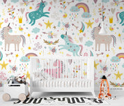 3D Unicorn Rainbow Pattern unicorn rainbow pattern mural wall mural wallpaper for kids room - view 3