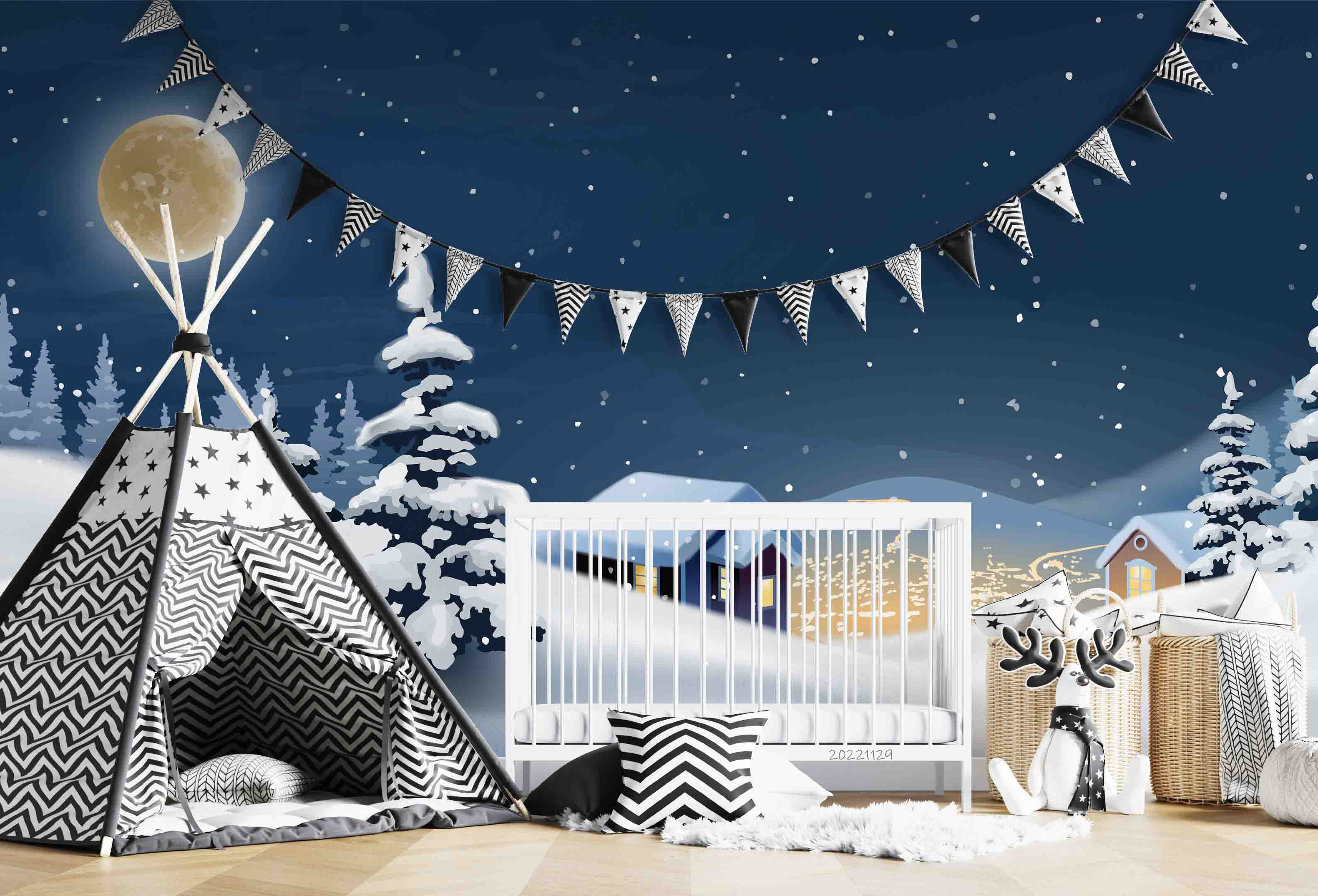 3D Winter Night Landscape Wall Mural Wallpaper GD 2025- Jess Art Decoration