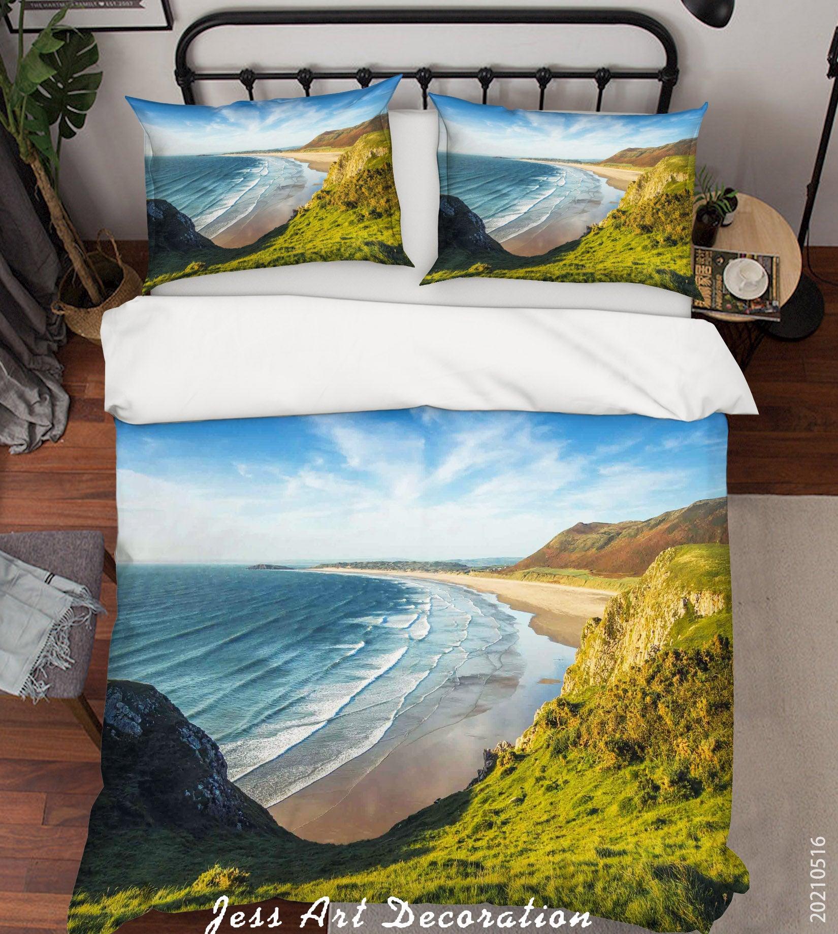 3D Forest Beach Landscape Quilt Cover Set Bedding Set Duvet Cover Pillowcases 46- Jess Art Decoration