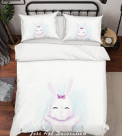 3D White Rabbit Quilt Cover Set Bedding Set Duvet Cover Pillowcases SF33- Jess Art Decoration