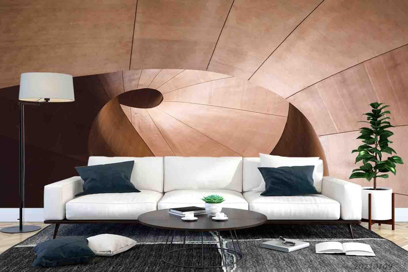 3D Wooden Geometry Spiral Wall Mural Wallpaper SWW4180- Jess Art Decoration