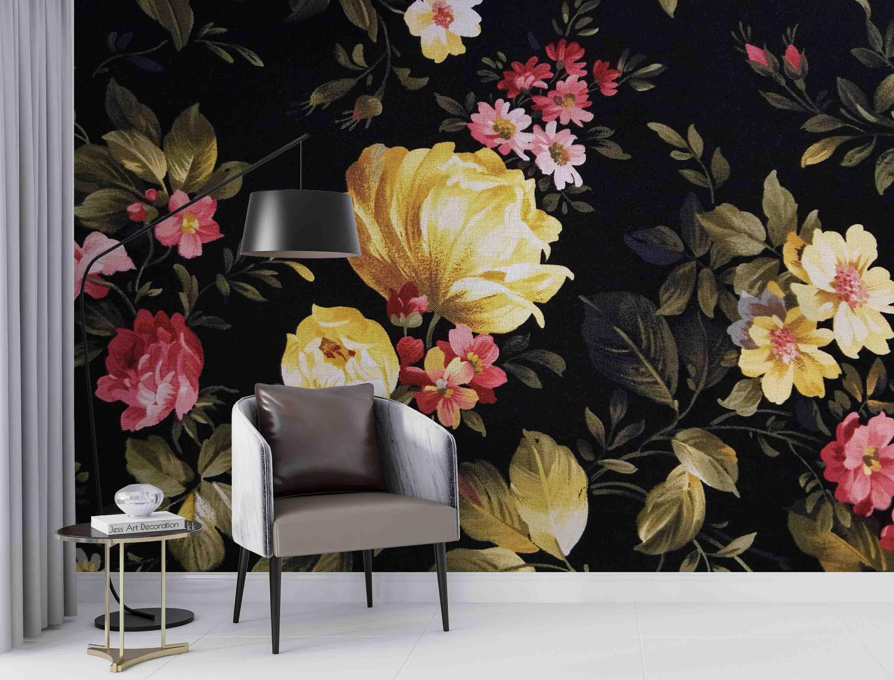 3D Vintage Yellow Peony Leaves Pattern Wall Mural Wallpaper GD 3628- Jess Art Decoration