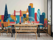 3D Colorful London City Skyline Wall Mural Wallpaper GD 1967- Jess Art Decoration