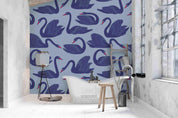3D Blue Swan Wall Mural Wallpaper SF82- Jess Art Decoration