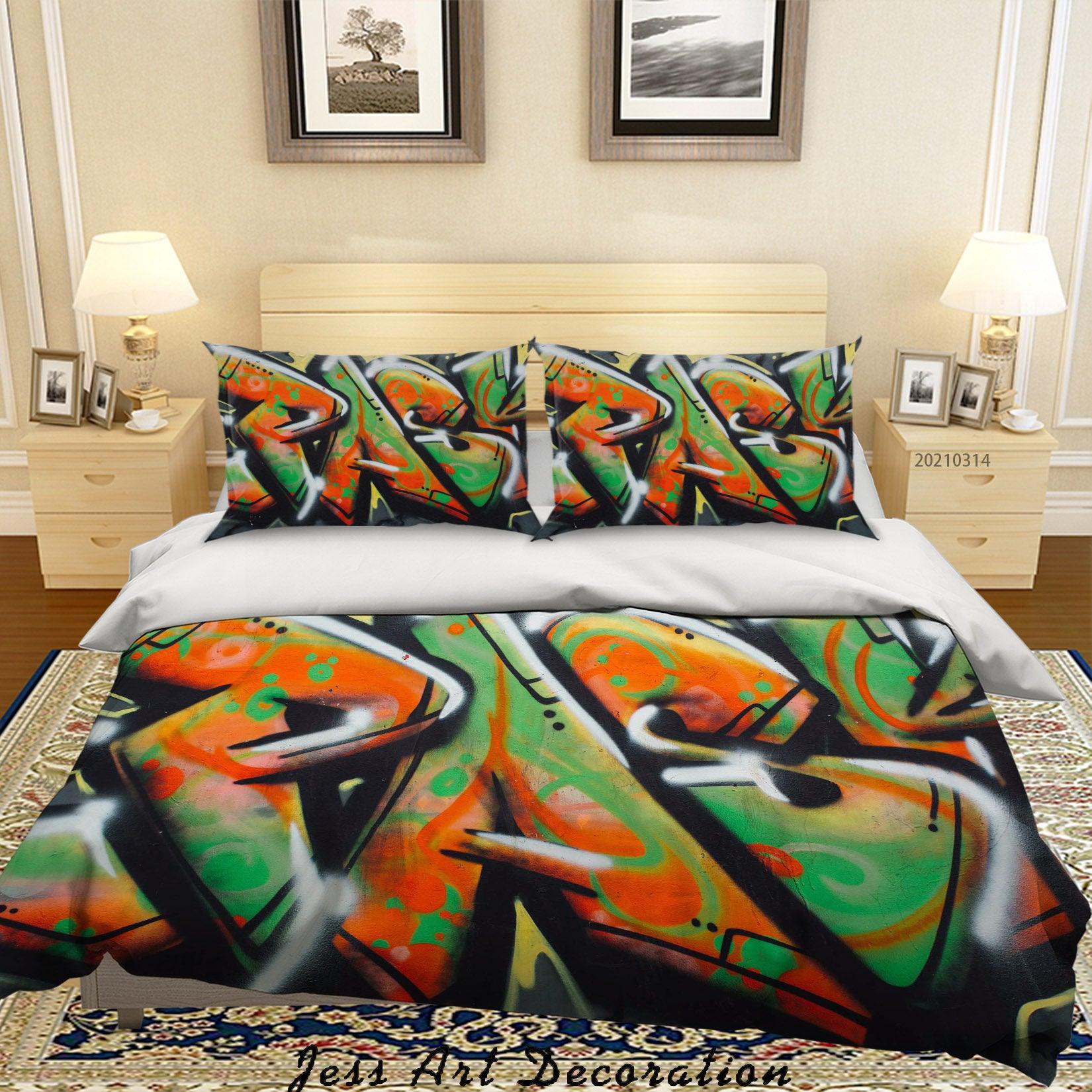 3D Abstract Color Graffiti Quilt Cover Set Bedding Set Duvet Cover Pillowcases 168- Jess Art Decoration